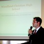 Justin Smith presents an overview of the Woodland Christian School, with main focus on the high school.
